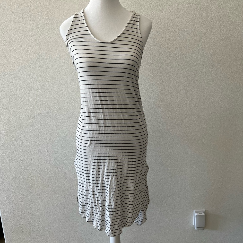 LUSH, cotton black and white striped sleeveless dress